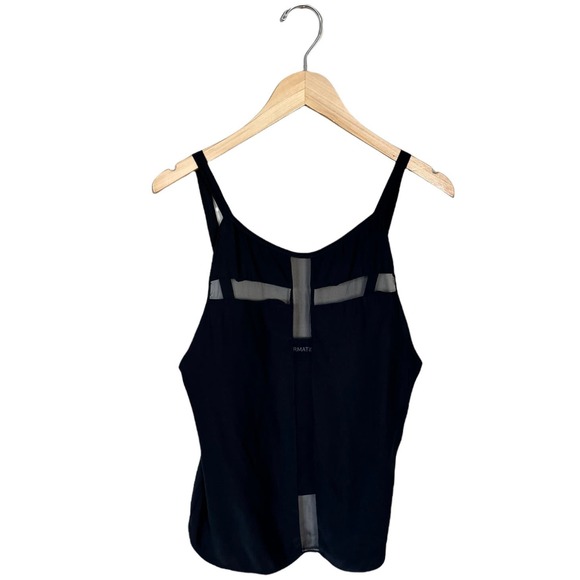 REFORMATION Silk Cami Tank Top Black Satin Sheer Cutout Detail Sleeveless XS EUC - Picture 2 of 10